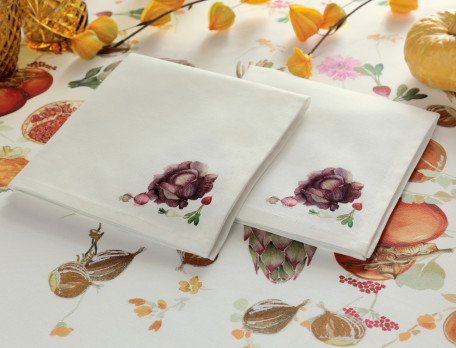 2 serviettes de table imprimées Légumes d\'automne