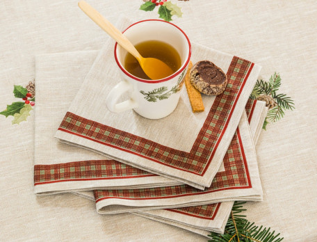 Serviette de table Imprimé placé de pommes de pin Noël au chalet