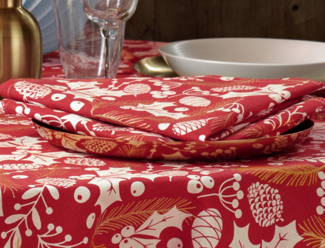 2 serviette de table imprimées sur fond rouge Rouge d'or