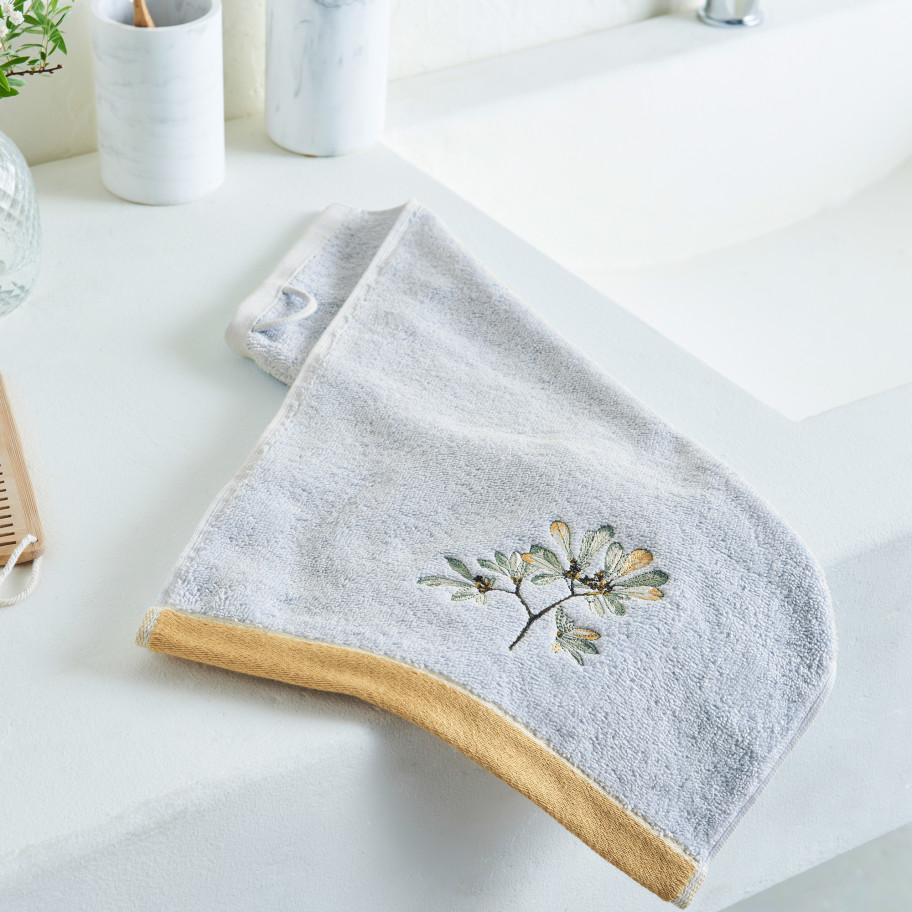 Serviette invité brodée Poésie végétale