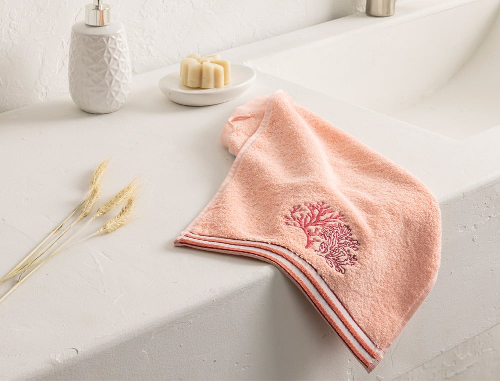 Linge de bain Mer de corail Broderie motif corail