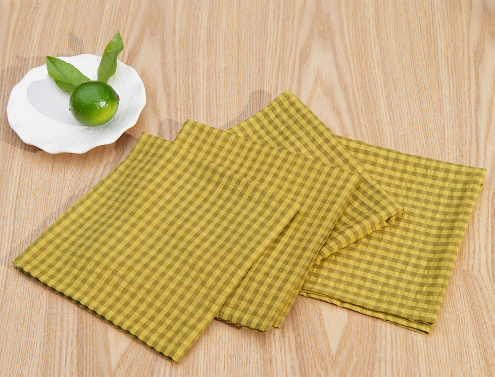 Lot de 4 serviettes de table Limonade Vichy tissé-teint