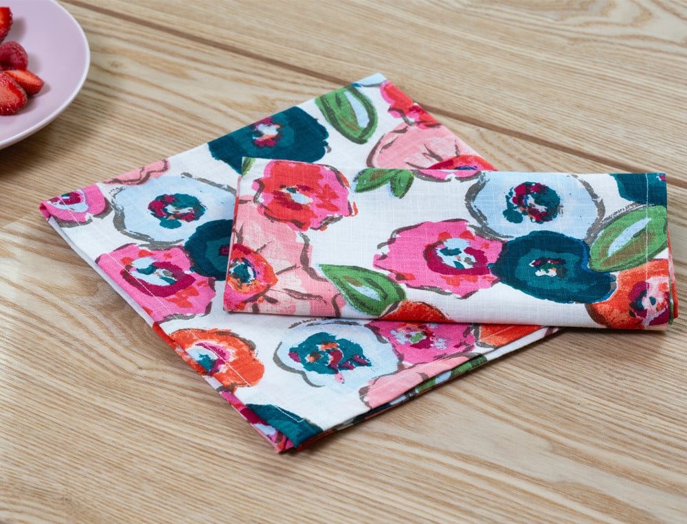 Lot de 2 serviettes de table Sorbets de fleurs Imprimé fleuri