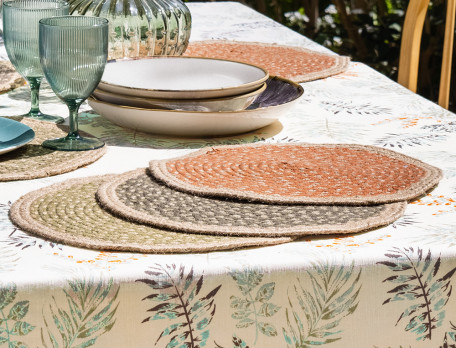 2 sets de table en coton et jute Déjeuner champêtre