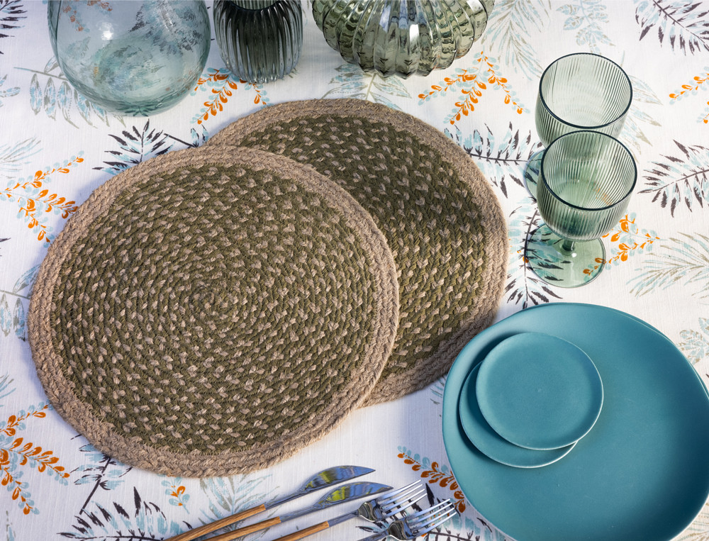 2 sets de table en coton et jute Déjeuner champêtre