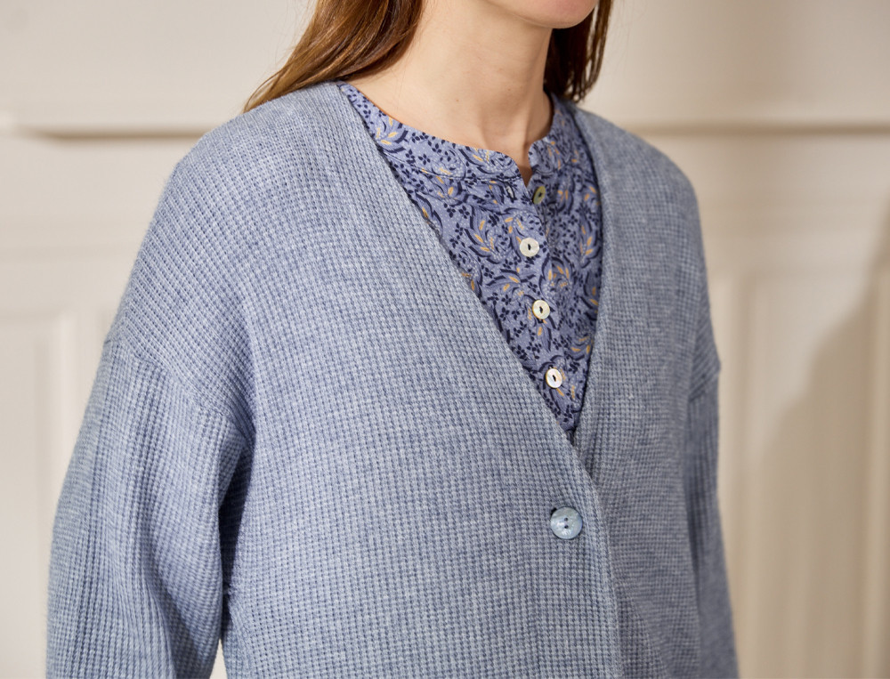 Strickjacke Blau meliert Pfaueninsel