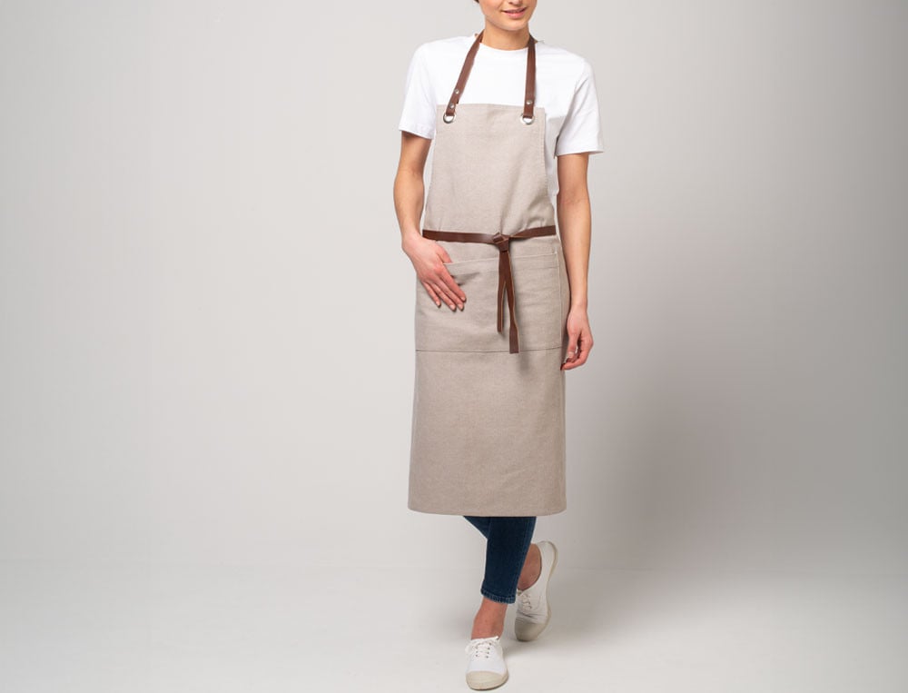 Tablier 100% coton avec sangles en cuir Au barbecue