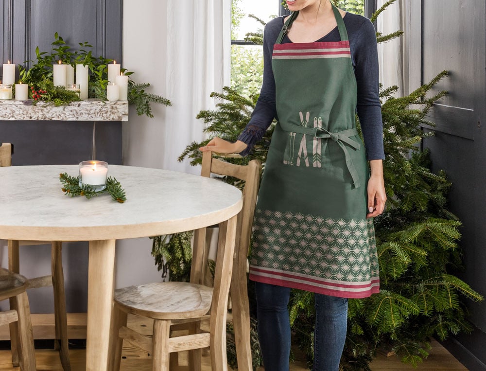 Tablier jacquard vert Brunch d'hiver