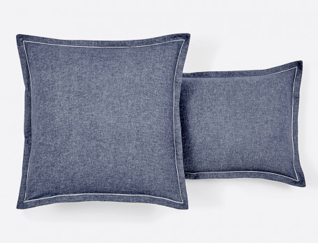 Taie d'oreiller flanelle écossais ou tissé-teint bleu Bergen