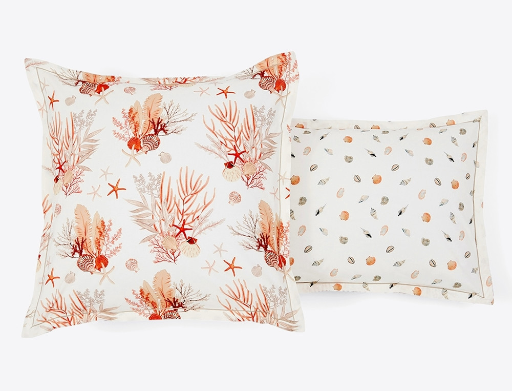 Taie d'oreiller percale imprimé Coquillages
