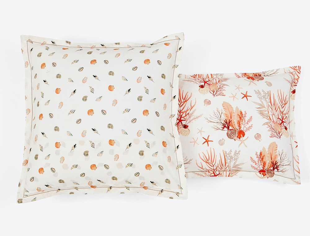 Taie d'oreiller percale imprimé Coquillages