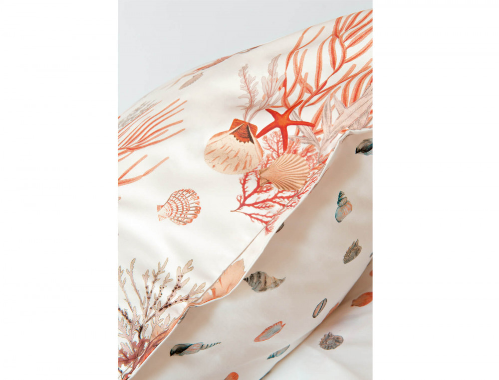 Taie d'oreiller percale imprimé Coquillages
