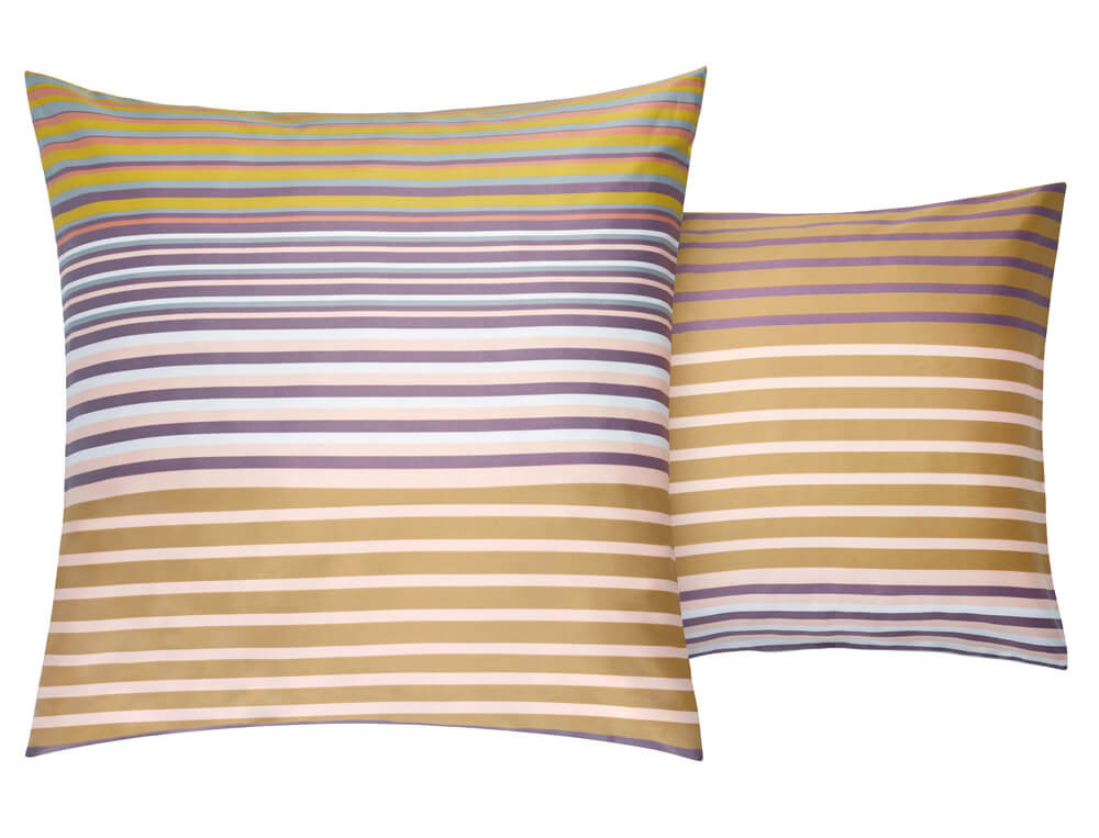 Taie d'oreiller satin imprimée rayures et dos gris Couleurs Boréales