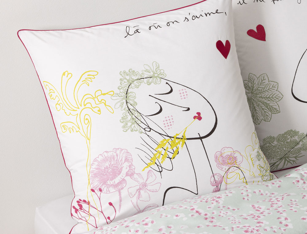 Taie d'oreiller Le linge amoureux Motif visage femme