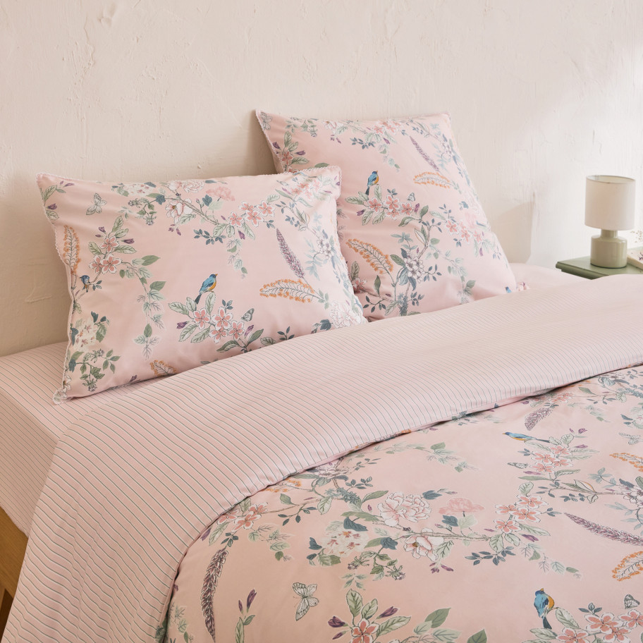 Lot De 2 Taies D'oreiller Vintage – Broderie Rose Fait Main, 60x60 Cm, Coton