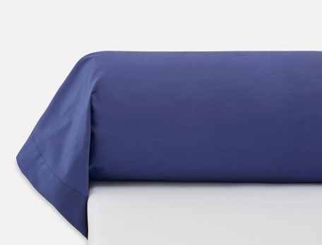 Taie de traversin percale unie indigo Fleur indigo