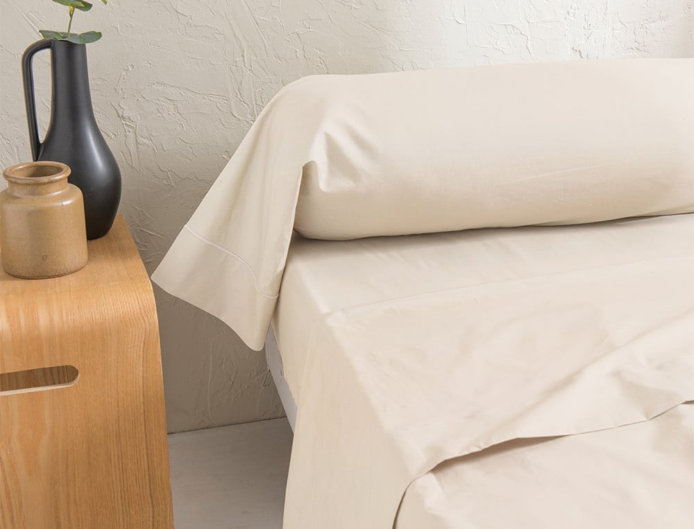 Taie de traversin percale blanche 90 cm