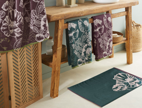 Tapis de bain coton finition ourlet contrasté Brise Florale