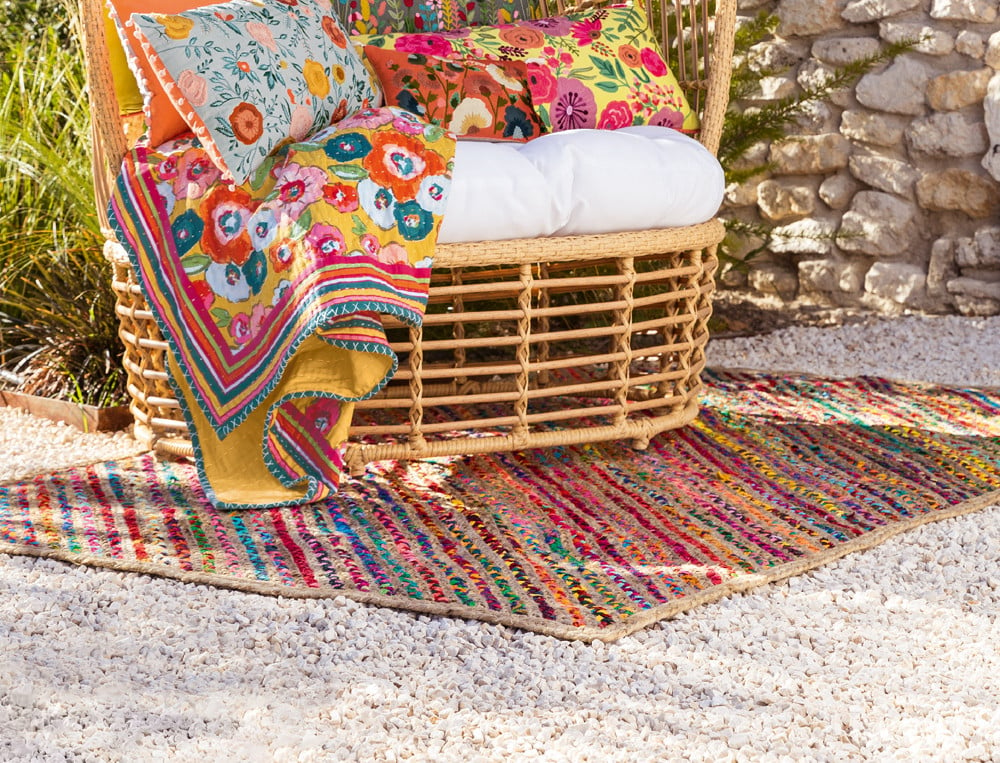 Tapis d'intérieur vtressé multicolore Floralies