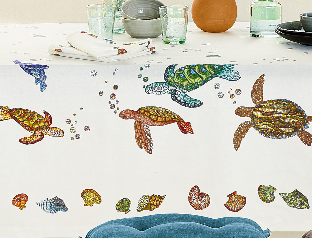 Tischdecke Meeresparadies Schildkröten-Motiv Fleckschutz