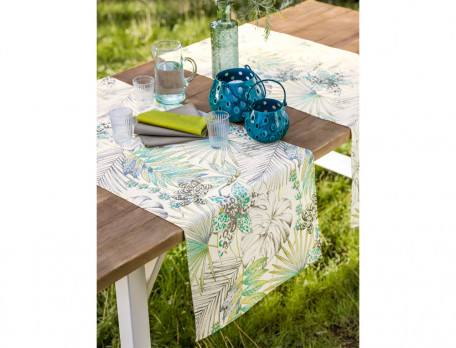 Tischläufer mit Pflanzenmotiv Fleckschutz UV-Schutz  Tropischer Garten