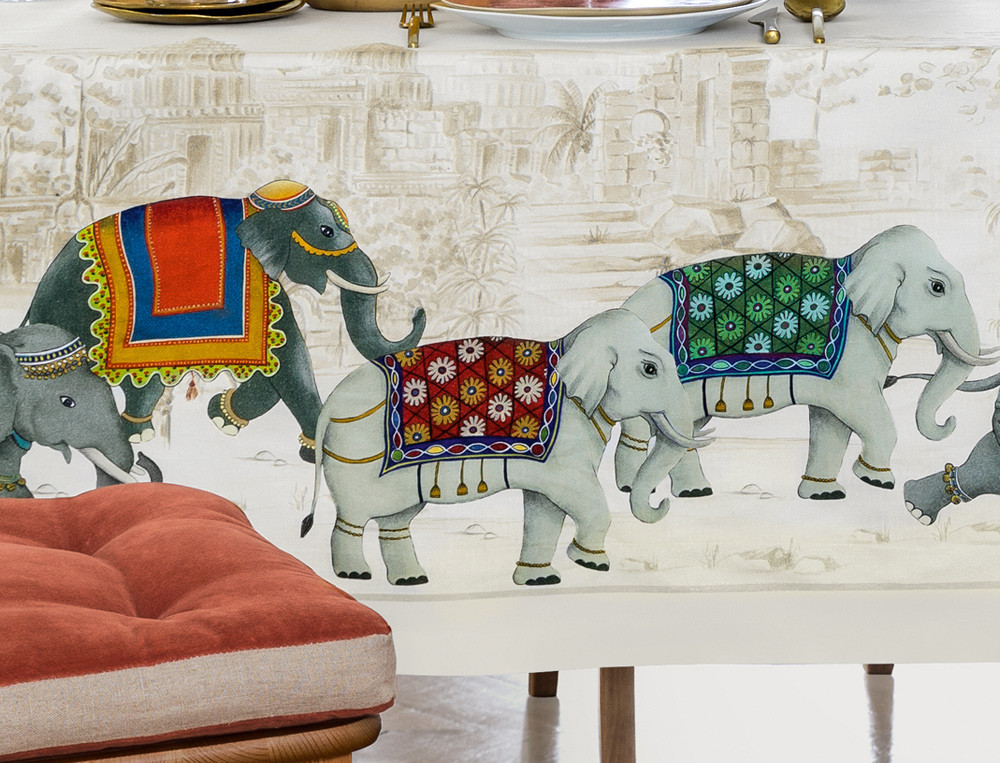 Tischwäsche Elefantastisch Baumwolle Fleckschutz Linvosges