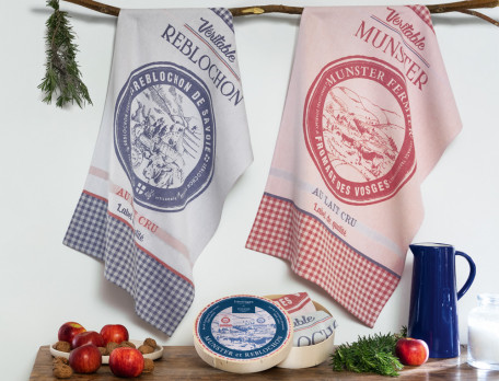 Torchons jacquards assortis munster et reblochon Au fromage