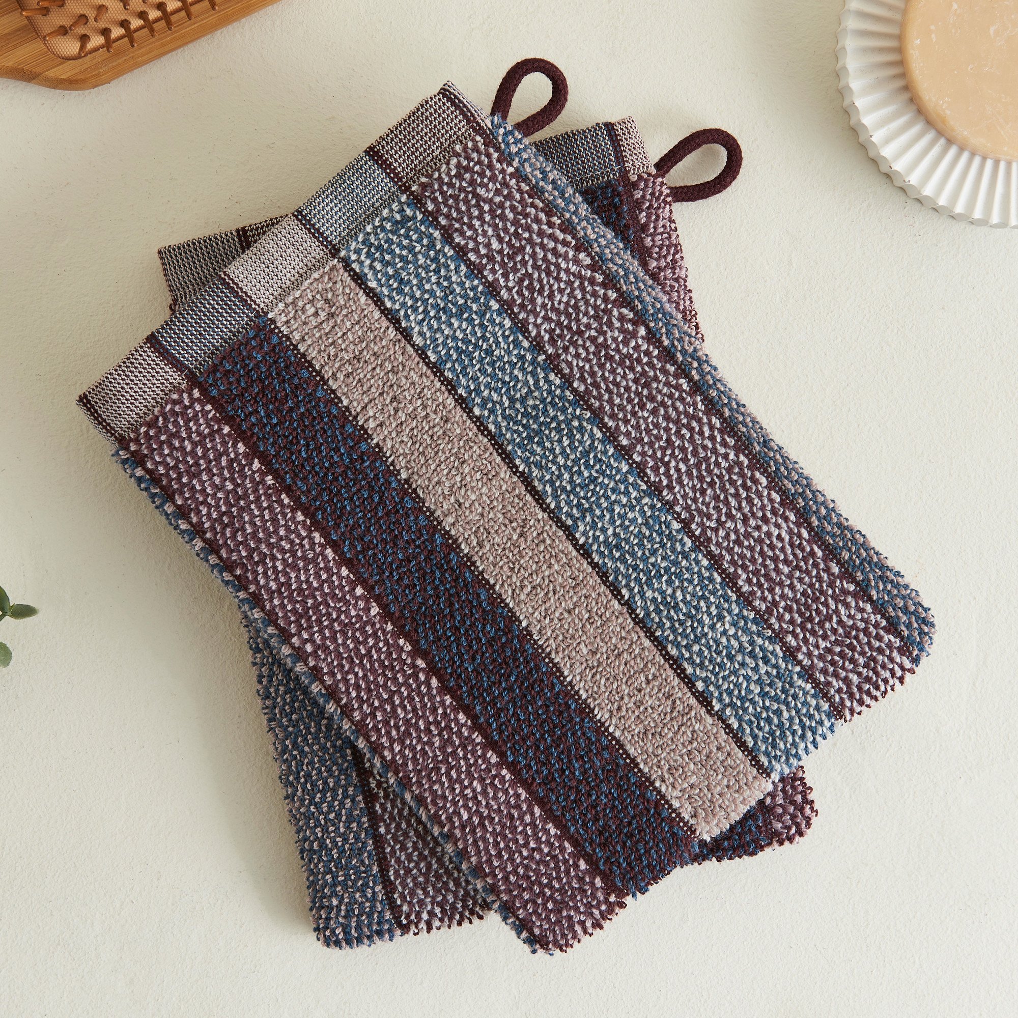 2 Waschhandschuhe Harmonie 100 % Baumwolle, Jacquard, 550 g/m²